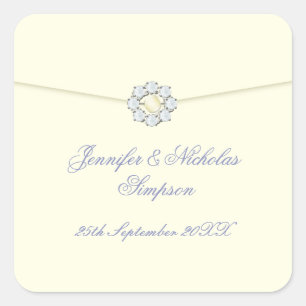 Stickers de mariage Favor ivoire avec Pearl & Diam