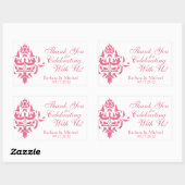 Stickers de mariage favori rose Damask Rectangle (Feuille)