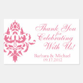 Stickers de mariage favori rose Damask Rectangle (Devant)