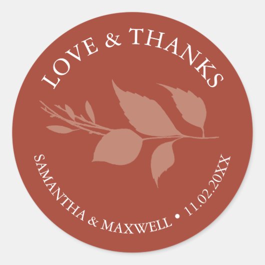 Stickers de mariage Feuille orange simple en Merci (Devant)