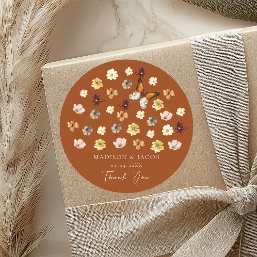 Stickers de mariage Fleur sauvage orange brûlé