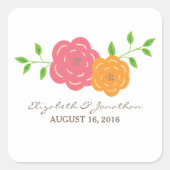 Stickers De Mariage Floral Orange Rouge En Fleur (Devant)