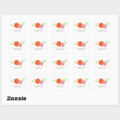Stickers De Mariage Floral Rose Orange En Fleur (Feuille)