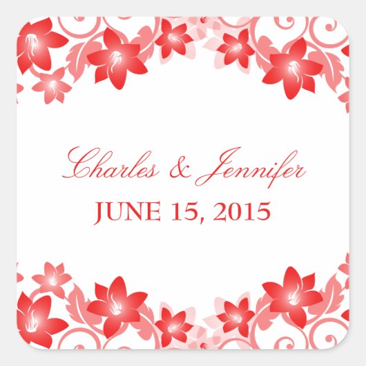 Stickers de mariage floral simple rouge (Devant)