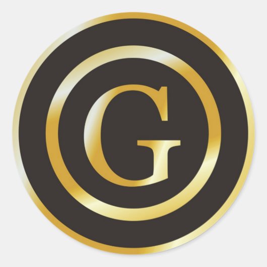 Stickers de mariage G Gold Monogramme initial (Devant)