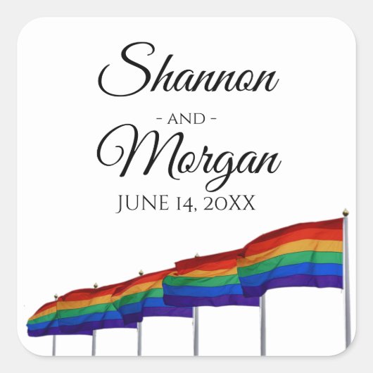 Stickers de mariage gay pride Arc-en-ciel (Devant)