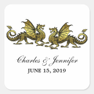 Stickers de mariage Gold Elegant Dragons
