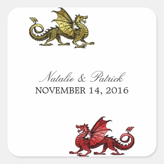 Stickers de mariage Gold Red Dragon (Devant)