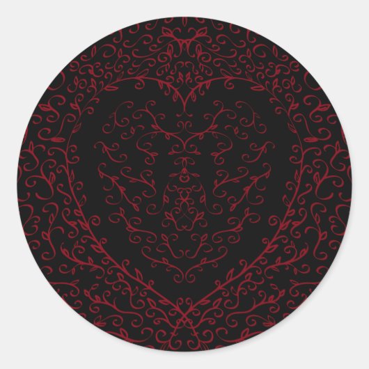 Stickers de mariage gothique du coeur rouge et noi (Devant)