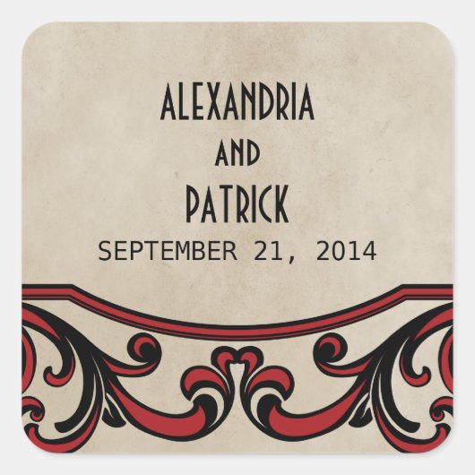 Stickers de mariage gothique rouge (Devant)