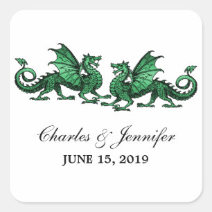 Stickers de mariage Green Elegant Dragons