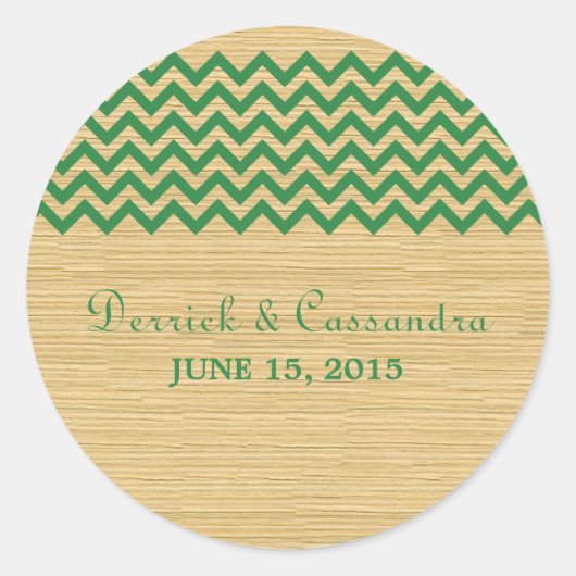 Stickers de mariage Green Rustic Chevron (Devant)