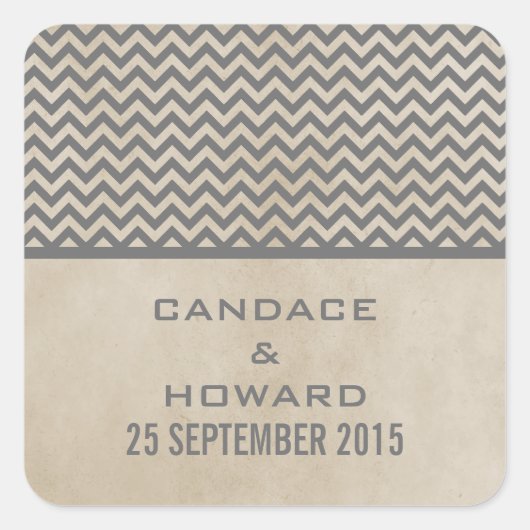 Stickers de mariage gris chic Chevron (Devant)