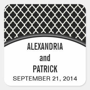 Stickers de mariage gris élégant Quatrefoil