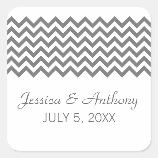 Stickers de mariage gris simple Chevron (Devant)