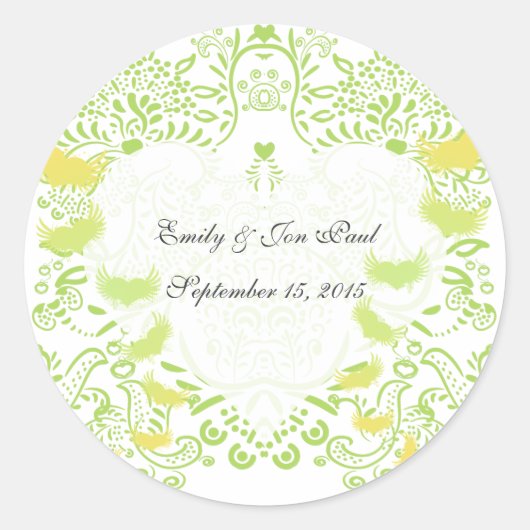 Stickers de mariage Inséparables Whimsical Green L (Devant)