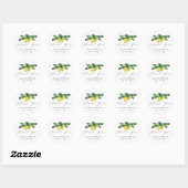Stickers de mariage Merci Aquarelle citrons (Feuille)