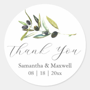 Stickers de mariage Merci simple Branche d'olivier