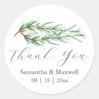 Stickers de mariage Merci simple romarin