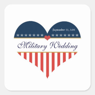 Stickers de mariage militaire du drapeau du coeur 
