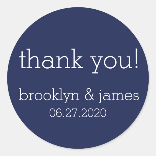 Stickers de mariage moderne bleu marine (Devant)