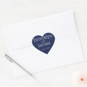 Stickers de mariage moderne bleu marine de coeur (Enveloppe)