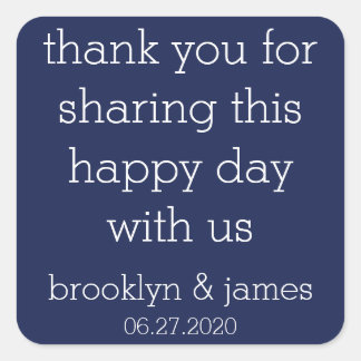 Stickers de mariage moderne bleu marine Merci