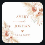 Stickers de mariage moderne Boho | Pampas Grasse<br><div class="desc">Ces charmants Stickers disposent d'un bouquet bohème d'herbe pampas au design minimaliste et est une façon parfaite d'accentuer votre mariage ou événement spécial! Customisez facilement la plupart du texte, des couleurs et du libellé pour correspondre parfaitement à votre thème d'événement. Cliquez sur "Modifier en utilisant l'outil de conception" pour personnaliser...</div>