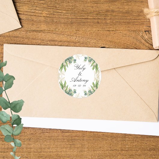 Stickers de mariage moderne Wild Green Feuille