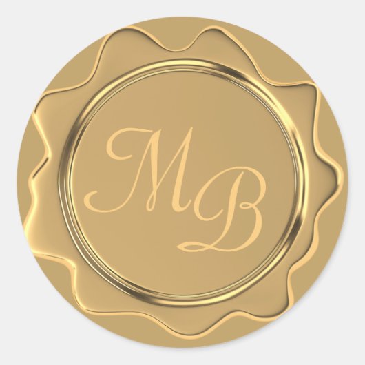 Stickers de mariage Monogram Gold Wax Enveloppe Se (Devant)