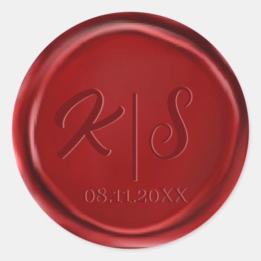 Stickers de mariage Monogram Red Wax Seal (Devant)