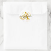 Stickers de mariage Monogramme A blanc et or (Sac)