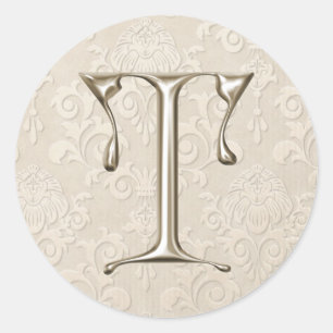 Stickers de mariage Monogramme argent - lettre T
