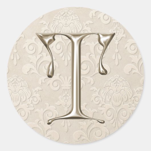 Stickers de mariage Monogramme argent - lettre T (Devant)
