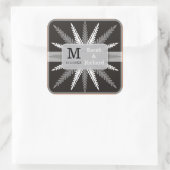Stickers De Mariage Monogramme-Argent Sur Noir (Sac)