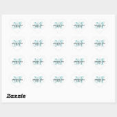 Stickers de mariage Monogramme bleu Forme cardiaqu (Feuille)