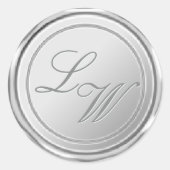 Stickers de mariage Monogramme cire argent Sceau (Devant)