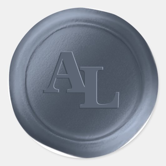 Stickers de mariage Monogramme de cire bleue encha (Devant)