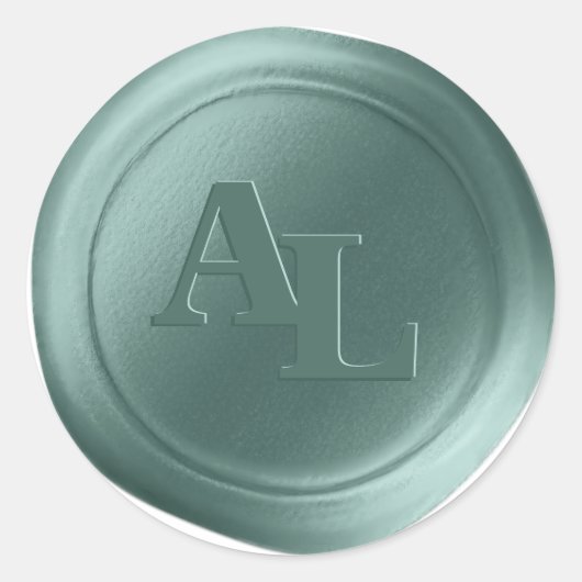 Stickers de mariage Monogramme de cire vert pin (Devant)