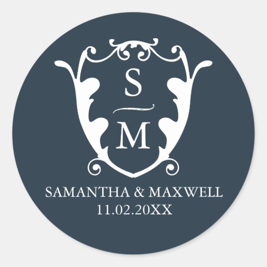 Stickers de mariage Monogramme de la Marine Blue C (Devant)