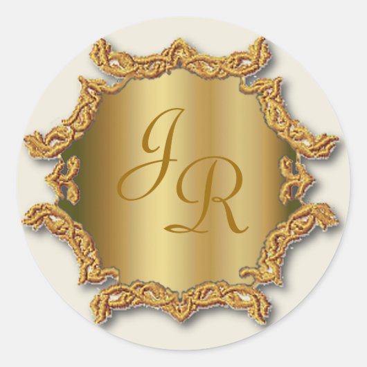 Stickers de mariage Monogramme en or (Devant)