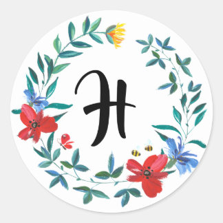 Stickers de mariage Monogramme Fleur sauvage