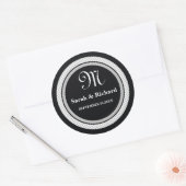 Stickers de mariage monogramme : Pois noirs (Enveloppe)