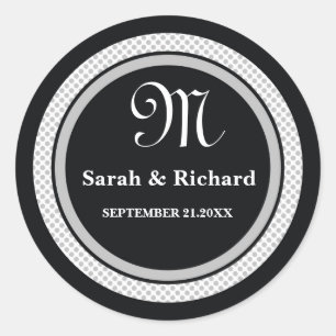 Stickers de mariage monogramme : Pois noirs