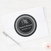 Stickers de mariage monogramme : Pois noirs (Enveloppe)