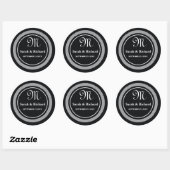Stickers de mariage monogramme : Pois noirs (Feuille)
