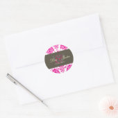 stickers de mariage monogramme rose Damask (Enveloppe)