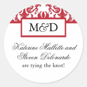 Stickers de mariage Monogramme rouge et blanc