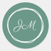 Stickers de mariage Monogramme vert (Devant)
