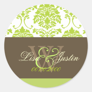 stickers de mariage monogramme vert citron